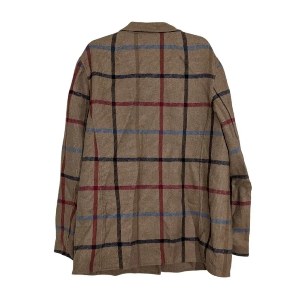 Pendleton Check Reversible Jacket Womens Size Large Beige Wool Blend Windowpane